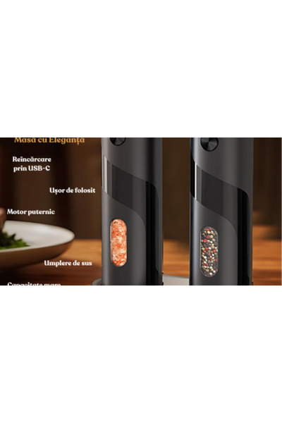 OEM Set of 2 electric salt and pepper grinders, Rechargeable, USB cable, LED light, Cleaning brush,