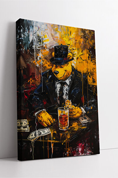 KOSS Dijital Ursul cu pălărie, set de personaj tablouri colorate pe pânză, ar...