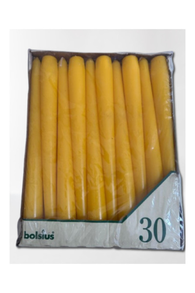 Bolsius Set Lumânări Cilindrice - 30 buc, 34,5 cm, Ø 2,4 cm, Galbene