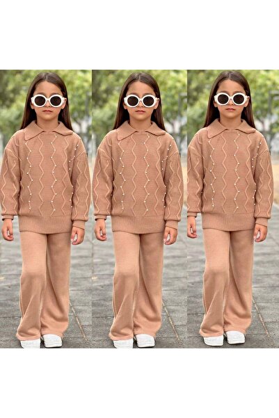 zavera for kids Girl's Knitwear Double Set - Beaded - 100% Cotton