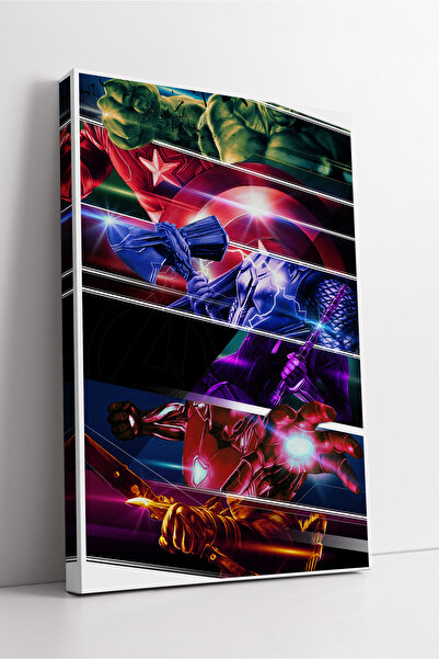 KOSS Dijital Marvel Heroes Neon Look Dynamic Composition Modern Action-Themed Colorful Canvas Painting