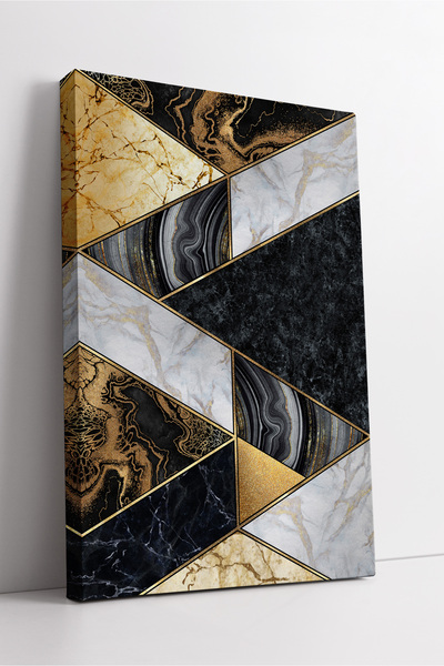 KOSS Dijital Pictură modernă pe pânză cu design abstract Triunghi Marmură Aur...