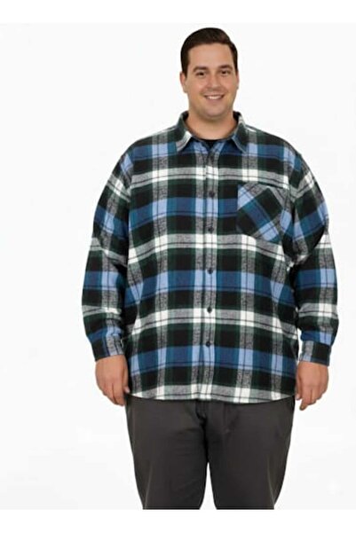 cusseli Plus Size Shirt Single Pocket Lumberjack 25394 Petrol-Green