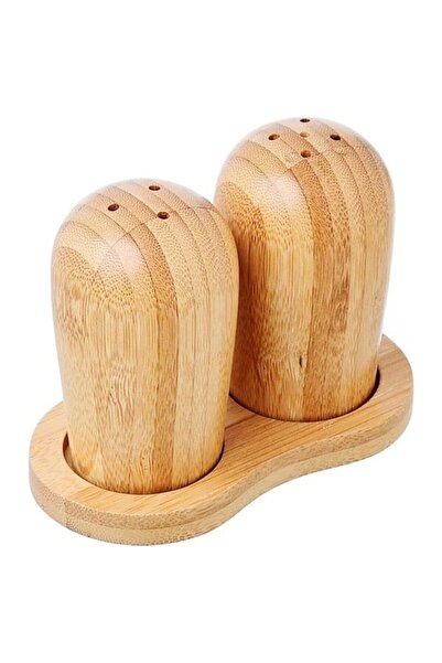 ZUZU MADE 2'li Set Bambu Standlı Tuzluk Karabiberlik Seti