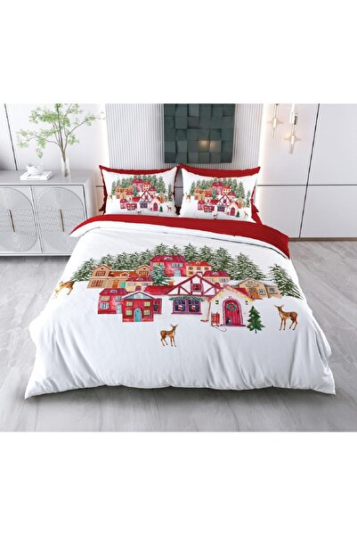 Romans Yılbaşı Temalı 3D Baskılı Çift Kişilik Nevresim Takımı -Model 2080
