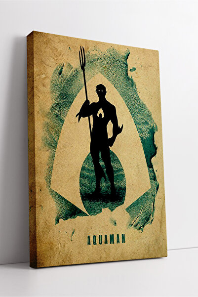 KOSS Dijital Siluetă de Aquaman cu trident și simbol al oceanului, pictură modernă retro cu energie electrică pe pânză