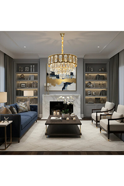 HAMER Modern gold crystal pendant chandelier, 40 cm diameter