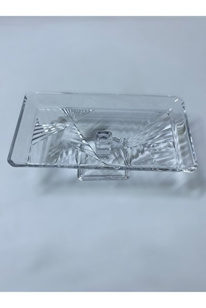 Paşabahçe Standing Presentation Plate Glass Stylish Elegant Cake Pastry Serving Presentation Rectangular Glass Plate