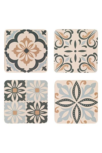 VENITIVO VINDEM CELOR INTELIGENTI Set of coasters for cups and glasses, 4 pieces, cork, non-slip, 10 x 10 cm, multi-colored