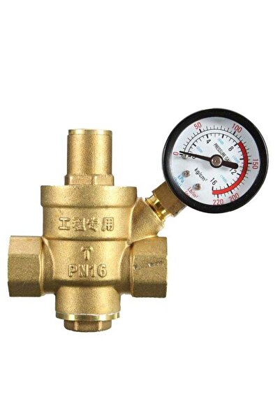 Generic Adjustable Water Pressure Valve With Gauge Meter Gold