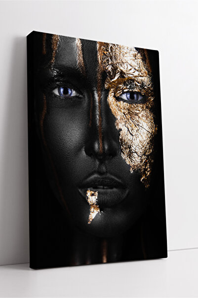 KOSS Dijital Portret de femeie cu ochi albaștri cu efect de folie de aur, des...