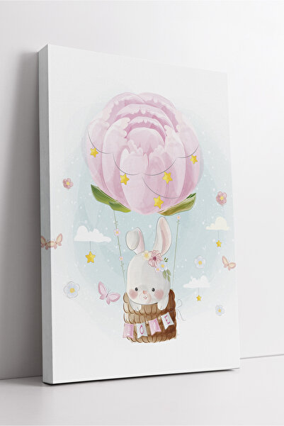 KOSS Dijital Balon cu flori roz, iepure, pictură pe pânză pentru camera copii...