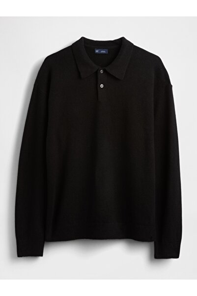 GAP Erkek Siyah CashSoft Relaxed Polo Kazak