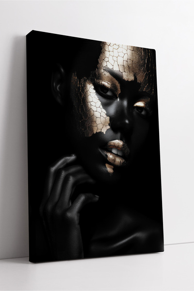 KOSS Dijital Portret de femeie neagră cu efect de textură auriu ruptă, artă a...