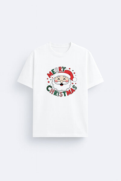 MODA تي شيرت عيد الميلاد لعام مطبوع من سانتا كلوز لعام 2026، تي شيرت أبيض برق...