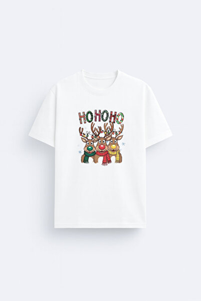 MODA 2026 Anul Căpriorului Moș Crăciun Crăciun cu imprimeu Alb guler rotund T...