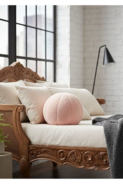 Plush Soft Dekoratif Peluş Top Kırlent - Yastık - Minder Dolgulu