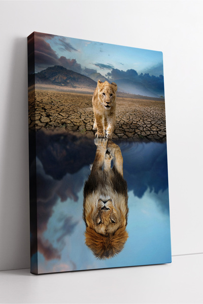 KOSS Dijital Desen conceptual cu pui de leu și reflexie de apă, decor inspira...