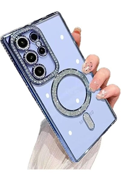 Kipgsm Samsung Galaxy S26 Ultra Uyumlu Kılıf Simli Magsafe Şarj Destekli Kame...