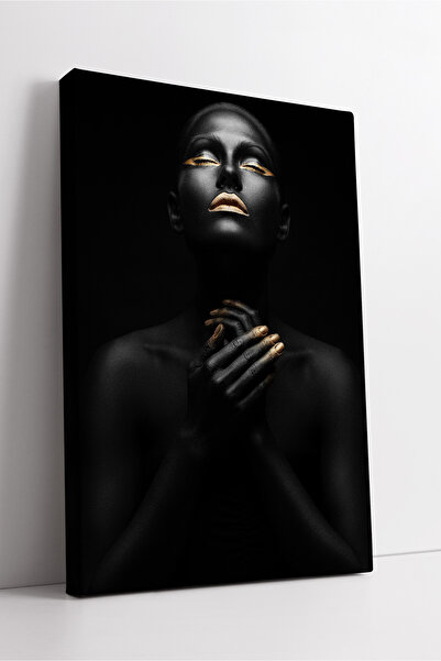 KOSS Dijital Artă portretistică a femeilor negre cu detalii aurii, modernă, m...