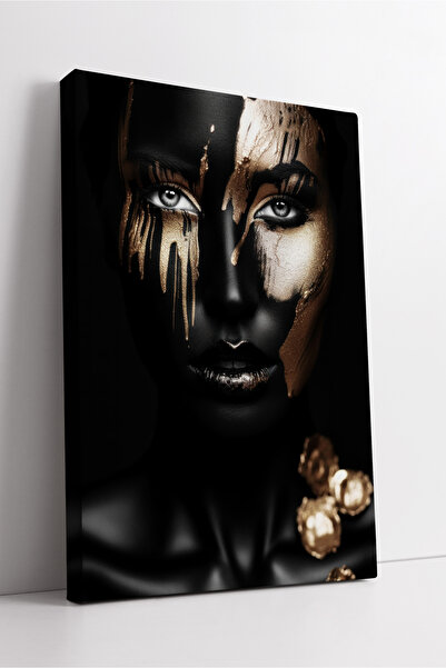 KOSS Dijital Αφηρημένη χρυσή λεπτομέρεια σε μαύρο πορτρέτο Μοντέρνα γυναικεία...