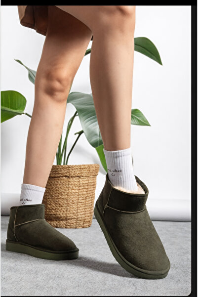 brawerlife Γυναικείες μπότες χειμερινές κοντές μίνι μπότες με ψηλό τακούνι με χοντρή σόλα από μαλλί και γούνα