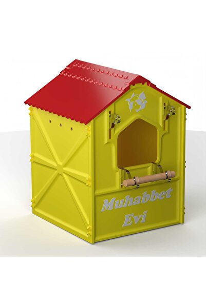 Almina Pet Plastik Kuş Yuvası Demonte 14. 5 x 14.5 x 20cm Sarı-Kırmızı Galata...