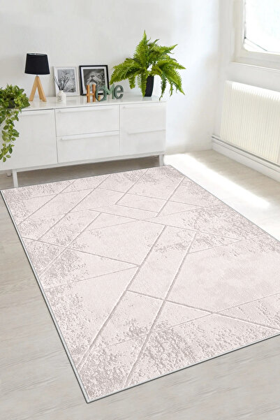 MNC HOME Salon Halısı Geometrik İskandinav Eskitmeli Dijital Baskı Yıkanabili...