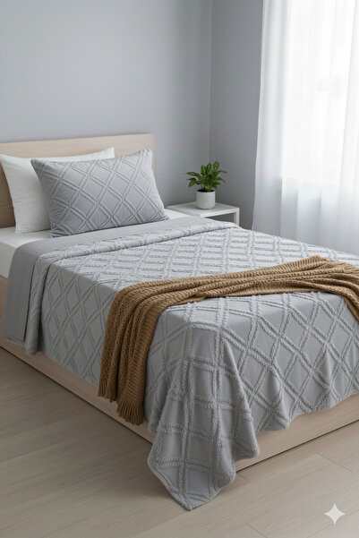 Alpateks Home Püsküllü Baklava Desen 120x200cm Yataklara Özel Yatak örtüsü 20...