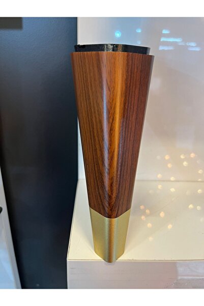 Taşkın Aksesuar Pyramid Hard Plastic Leg Conical 15cm Walnut Matte Gold Seat Nightstand Modern Tv Unit Furniture Cabinet