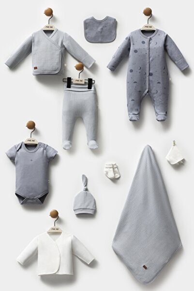 HENGAME Moi Noi Baby Boy 100% Cotton Galaxy Patterned 10-Piece Hospital Discharge Set – Oeko-Tex Certified