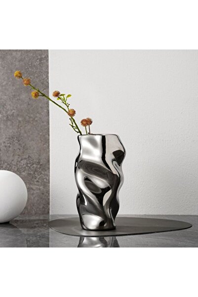 Global-Store Vaza ceramica Global Store H22 cm argintiu