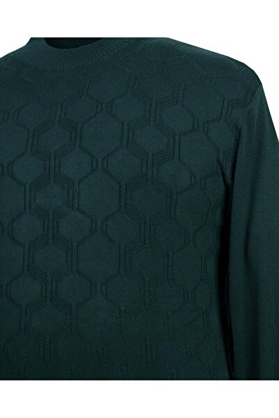 tambattal Plus Size Half Fisherman Pattern Knitwear Sweater