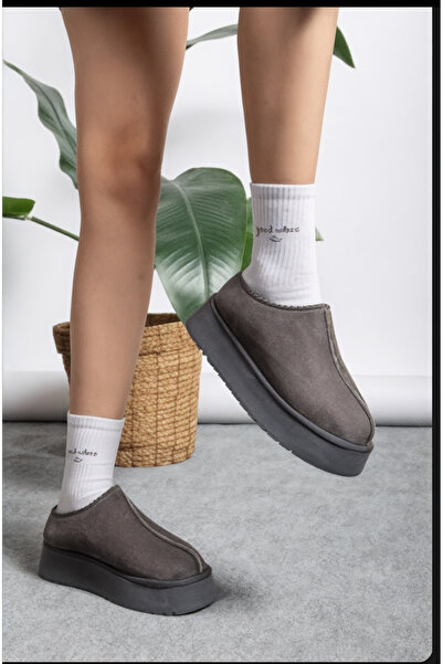 brawerlife Women's Winter Thick Sole Fur Lined Suede Slippers & Home Shoes