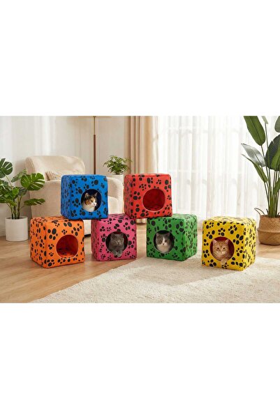 CKV CENTER SARI RENK 3 Fonksiyonlu Kedi & Köpek Yatağı 40x40x40CM
