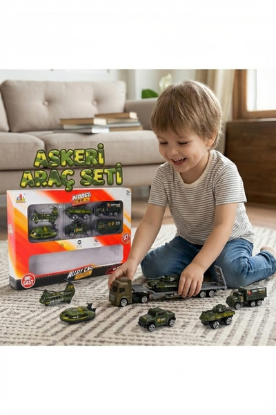 craftivio 10 Parça Metal Diecast Askeri Araç Seti - 1:64 Ölçek Tank Helikopter Tır ve Savaş Araçları Seti