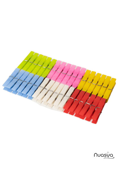 Nuasya 6 ألوان من مشابك الغسيل البلاستيكية - مجموعة من 72 قطعة من المشابك الم...