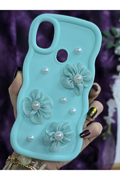 Magic Ring Samsung Galaxy A11/M11 Uyumlu Su Yeşili İnci & Tül Çiçekli Şık Tel...
