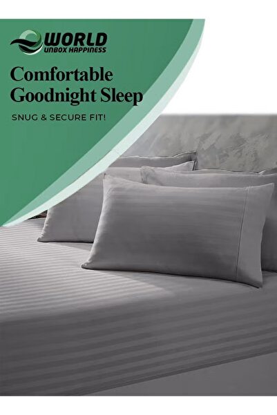 e world unbox happiness 3 Piece White Striped Bed Sheet Set – Flat Sheet & 2 Pillowcases