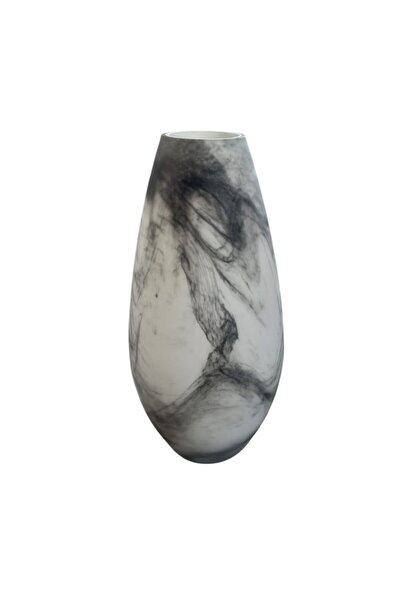 Global-Store Global Store Glass Vase H40 cm white-gray