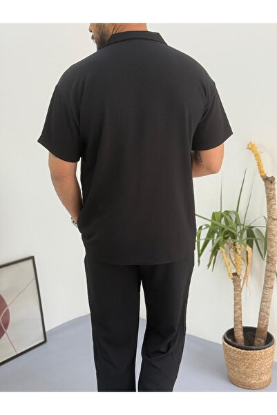 Baycombine35 Short Sleeve Buttoned Wrinkled Fabric Shirt