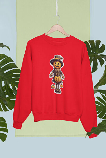 MG سويت شيرت من القطن بأكمام طويلة مطبوع عليه هالوين مبطن بالصوف NISEX SWEATS...