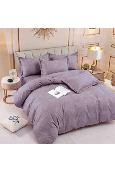 JOJO Double Bed Bedding Set - Finet Cotton, Fitted, 6 Pieces (Grey with Feathers)