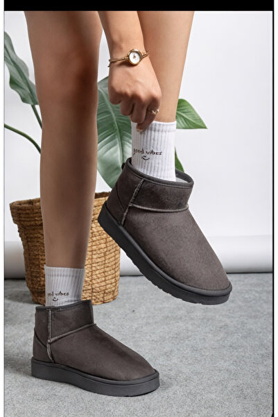 brawerlife Women's Suede Fur Lined Wool Thick Sole High Heeled Sole Winter Ankle Short Mini Ug Boots