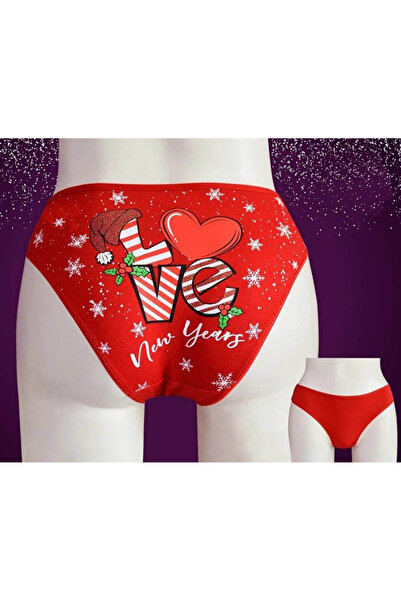 ovee store YILBAŞI TEMALI KADIN KIRMIZI KÜLOT (KESE VE HEDİYE PAKETİ DAHİLDİR)