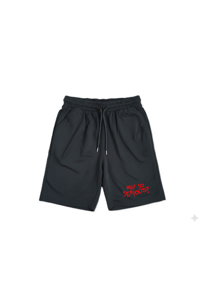 aytok tekstil Women Men Unisex Why so Serious Printed Black Combed Cotton Relaxed Fit Pockets Elastic Casual Sports Shorts
