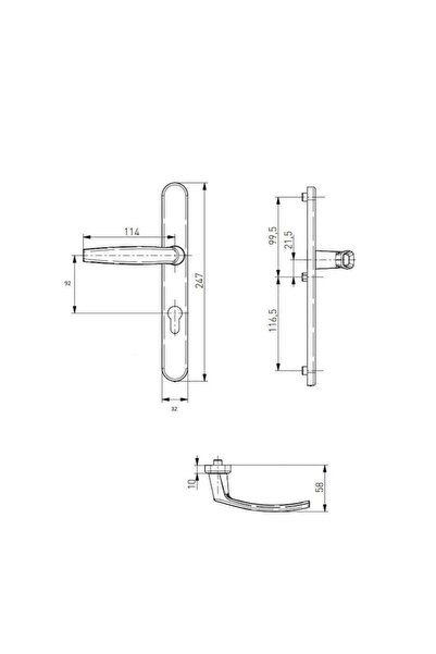 Medos Victory Door Handle, Aluminum, 92mm C/C, 32mm Plate, Dark Brown RAL8019