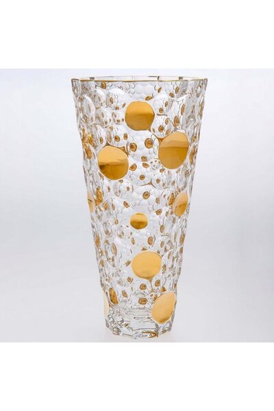 BOHEMİA CRYSTAL Vază de sticlă Crystal Bohemia Lisabona H31 cm Transparent-Auriu