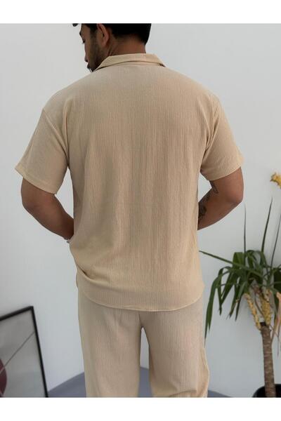 Baycombine35 Short Sleeve Buttoned Wrinkled Fabric Shirt