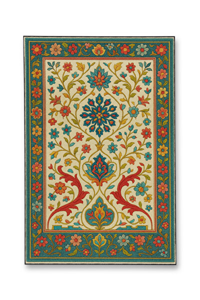 Rugs Modern Halı MOSSO Μπλε Μωβ Αποχρώσεις Έθνικ Λουλούδια με Σχέδιο Υφαντή Β...